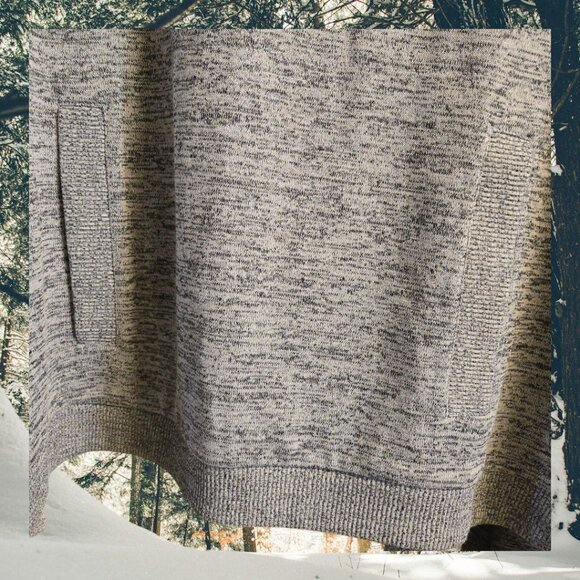 Coldwater Creek Poncho Pullover Top 1X/2X Heather Grey Drawstring Neck Pockets - Picture 3 of 7